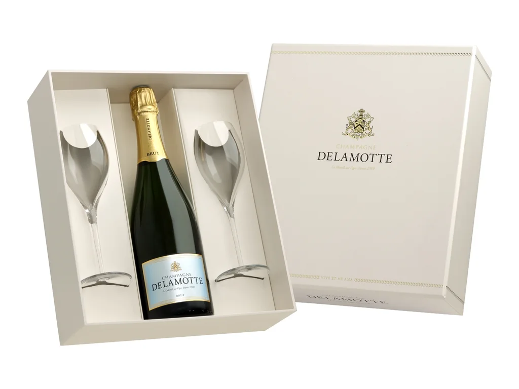 Gift box Champagne Delamotte Brut + 2 poháre